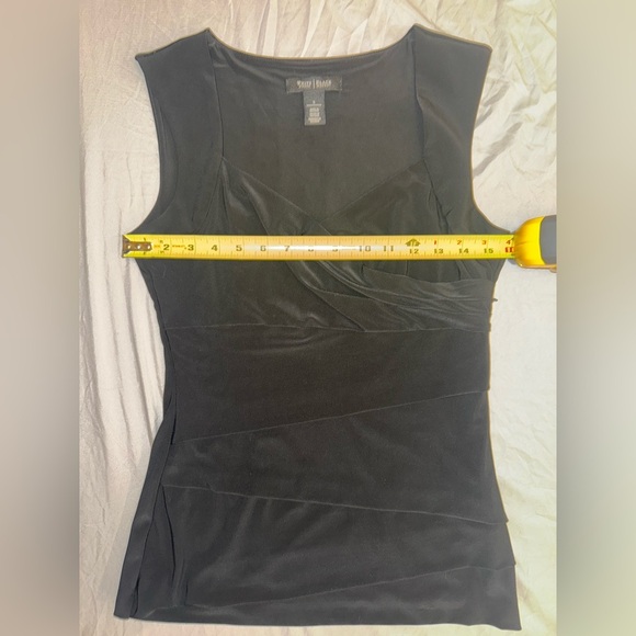 White House Black Market Size S Black Wrap-Look Tiered Top - Picture 3 of 5